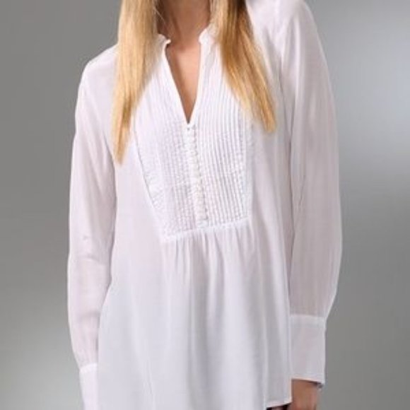 Free People White Pintuck Long Sleeve Tunic Blouse - Picture 14 of 16